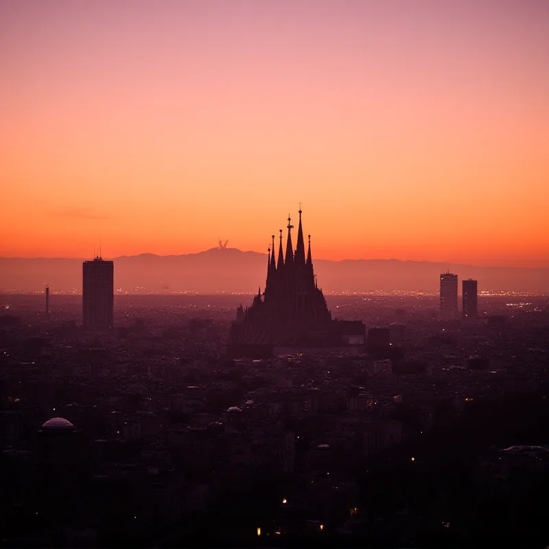 The Barcelona skyline with the Sagrada Familia in the background.