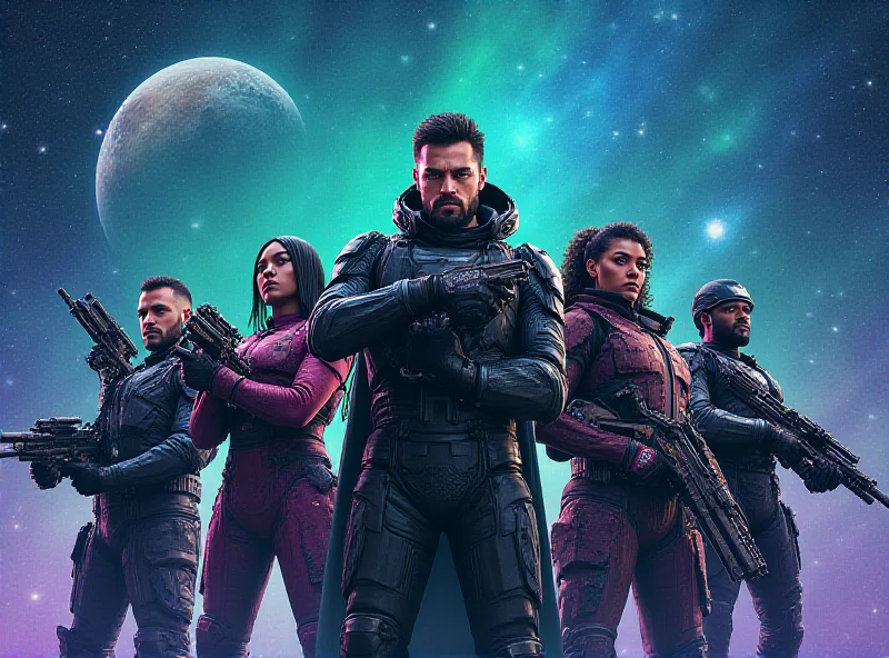 Concept art depicting a futuristic space order force team in the DCU.