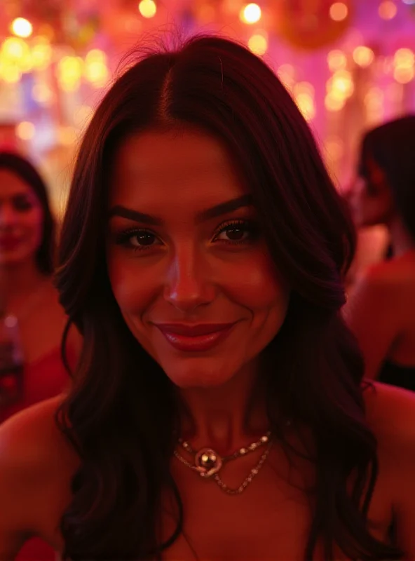 Vitória Strada smiling mischievously during the Leader's Party.