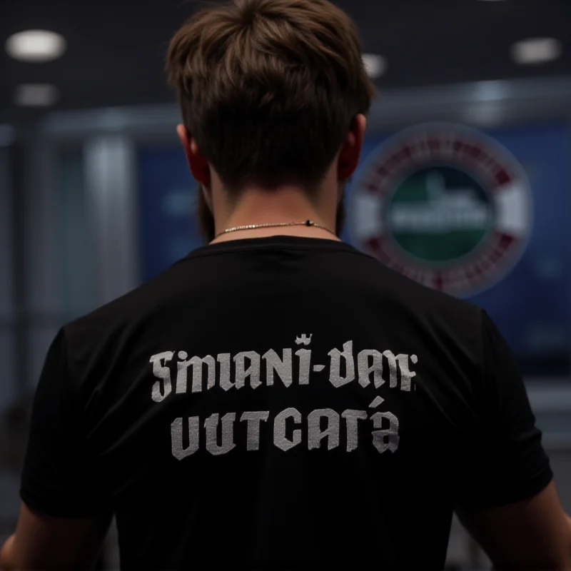 Close-up of João Vitor Araújo's controversial shirt with a profanity.
