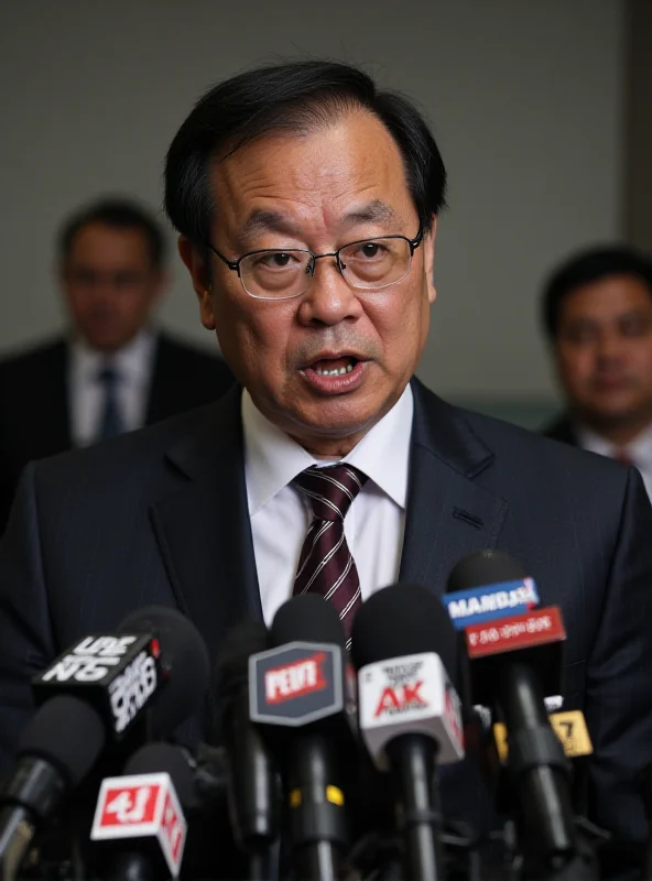 Hamzah Zainudin speaking at a press conference.