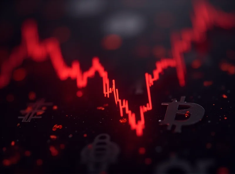 A downward trending line graph representing Bitcoin's price decline