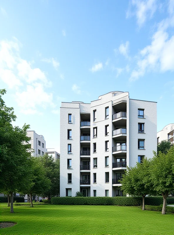A modern apartment building in Frankfurt, Germany, designed in the Bauhaus style.