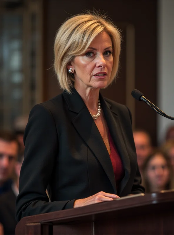 Lise Klaveness speaking at a conference, looking determined and confident.