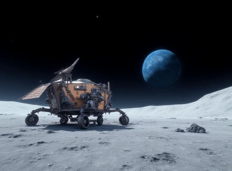 Illustration of the Blue Ghost lander on the moon's surface.