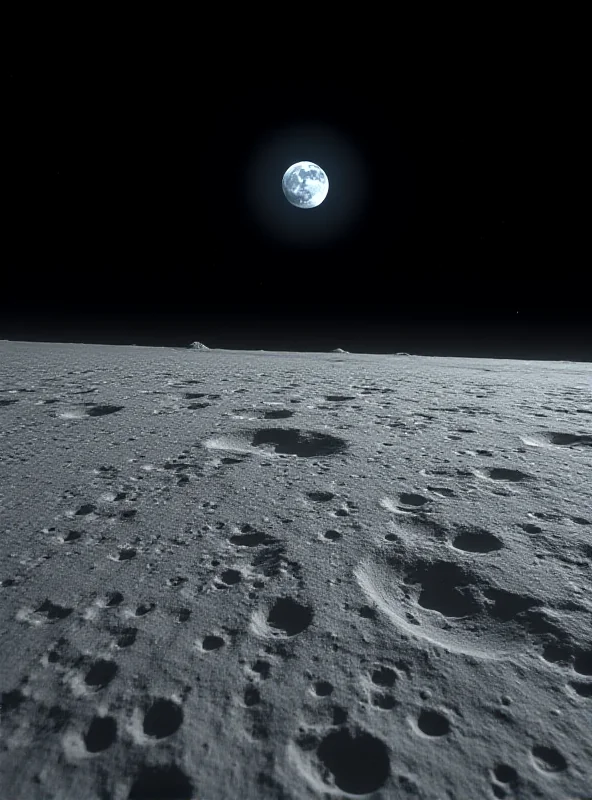 A wide shot of the moon with Earth visible in the background