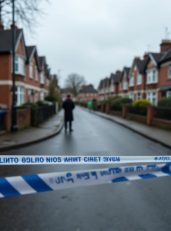 Image of police tape at a crime scene in a residential area of North London.