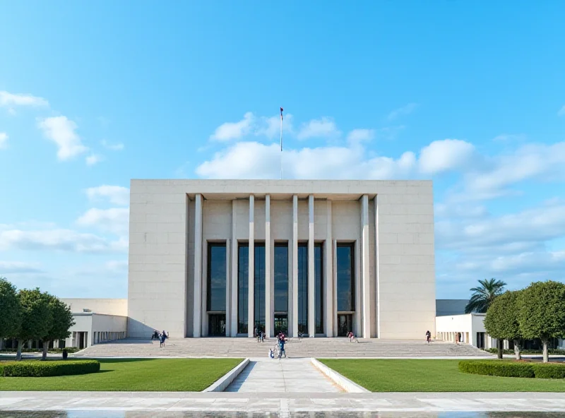 The Supreme Federal Court (STF) building in Brasilia, Brazil, under a bright sky.