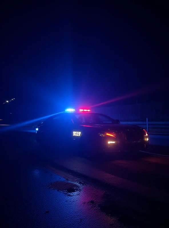 Police car lights flashing at night