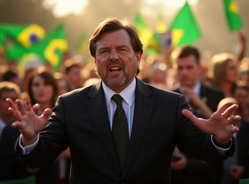 Carlos Bolsonaro addressing supporters during a rally