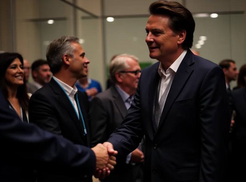 Jair Bolsonaro shaking hands with investors at a business event