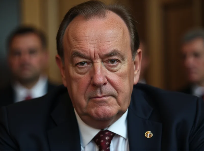Milorad Dodik in a suit and tie, looking stern.