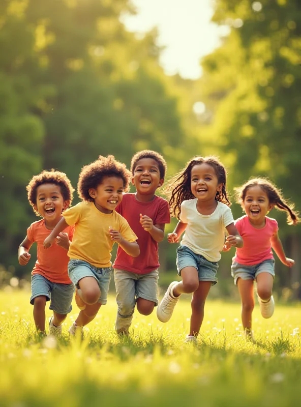 A group of children playing in a park, symbolizing hope and resilience.