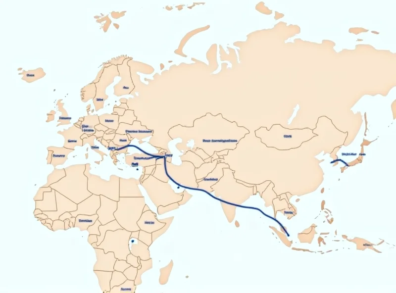 A map showing the route from China through Bosnia and into Germany.