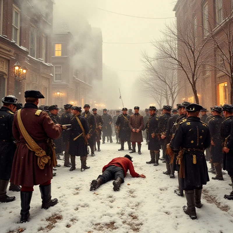 A dramatic painting depicting the Boston Massacre.