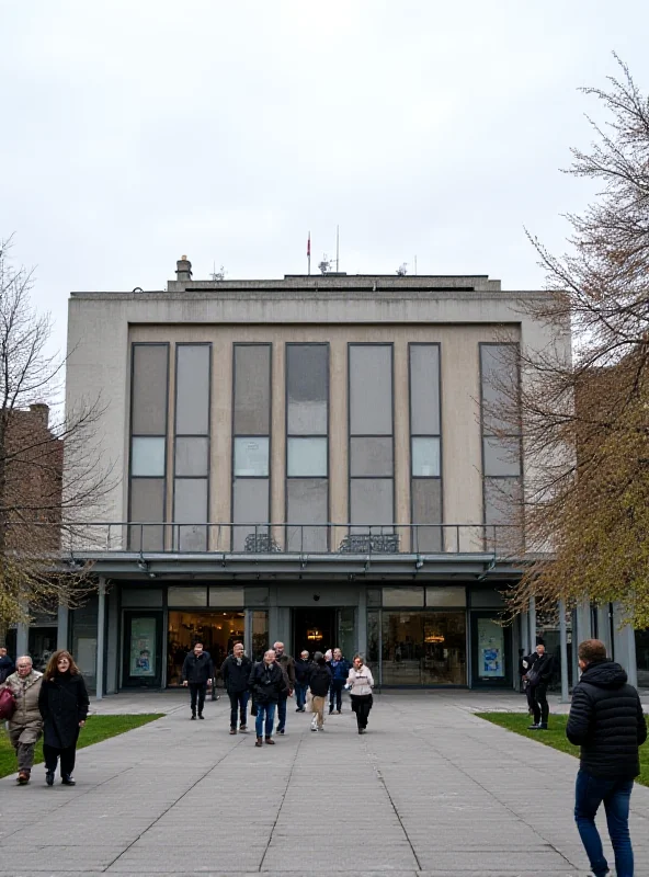 Exterior shot of the Slovak National Gallery (SNG) building in Bratislava, with a slightly gloomy sky overhead