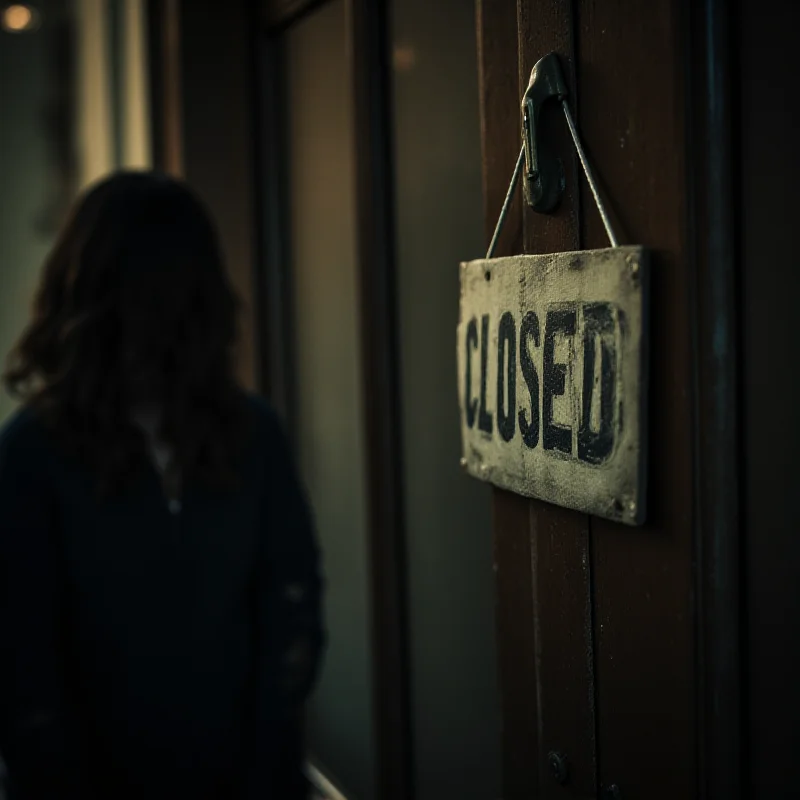 A person looking sadly at a closed sign on a gallery door
