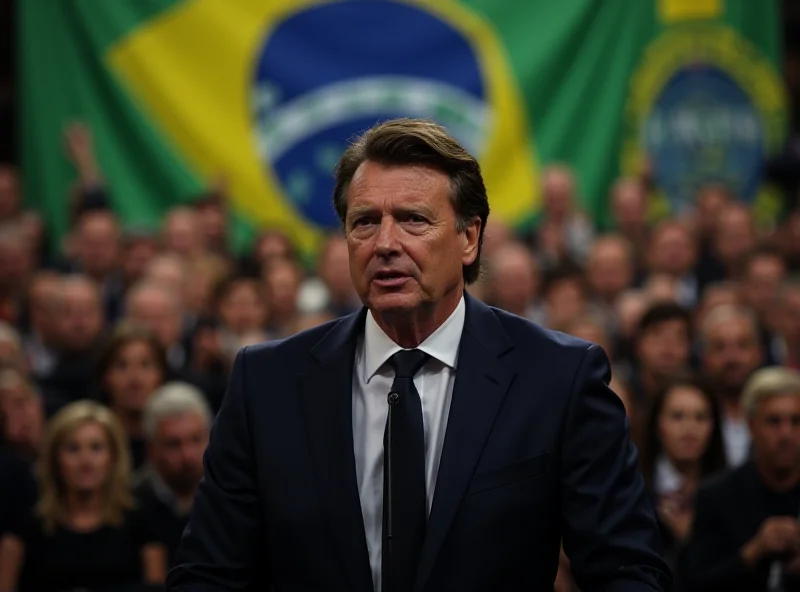 Jair Bolsonaro addressing a crowd, looking determined.