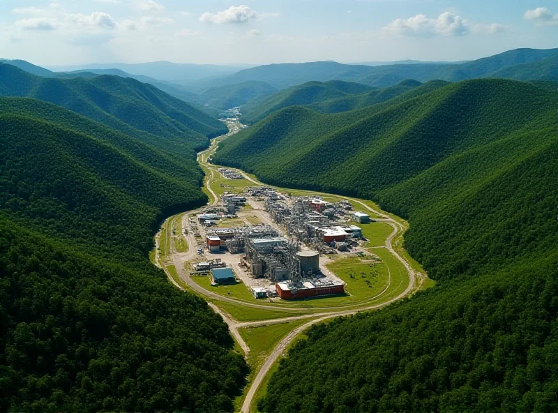 Aerial view of the Poços de Caldas uranium mining plant in Minas Gerais, Brazil.