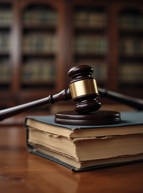 A gavel resting on a law book symbolizing the legal proceedings.