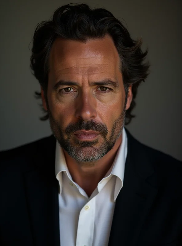 Romulo Estrela posing for a portrait. He is wearing a stylish outfit and has a confident expression. The background is blurred and out of focus.