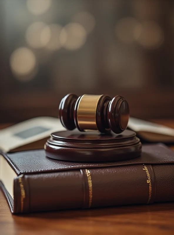 A gavel resting on a law book, symbolizing the legal proceedings against the sergeant.