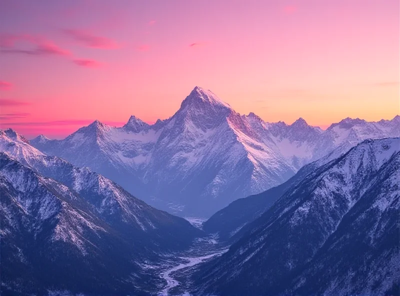 Panoramic view of a mountain range with a vibrant sunset, showcasing the beauty that attracts visitors, with a subtle overlay of Instagram logos.