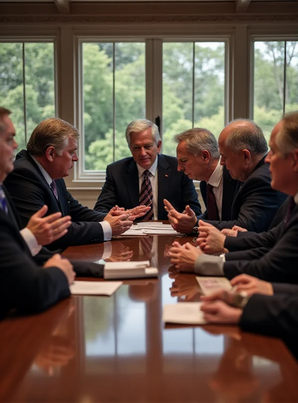 A group of mayors sitting around a table, looking frustrated and disagreeing, representing the lack of unity among Bratislava's leadership.