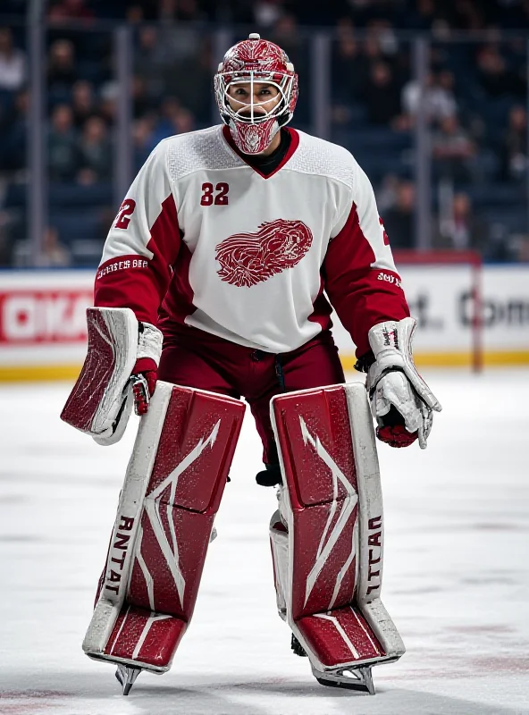 A Czech ice hockey goalie, Vítek Vaněček, in his goalie equipment, standing confidently on the ice.