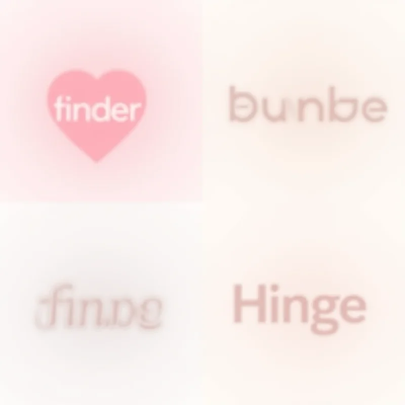 Montage of different dating app logos including Tinder, Bumble, OkCupid, and Hinge.