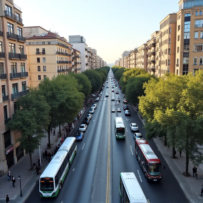 Aerial view of Diagonal Avenue in Barcelona, showing traffic and buildings