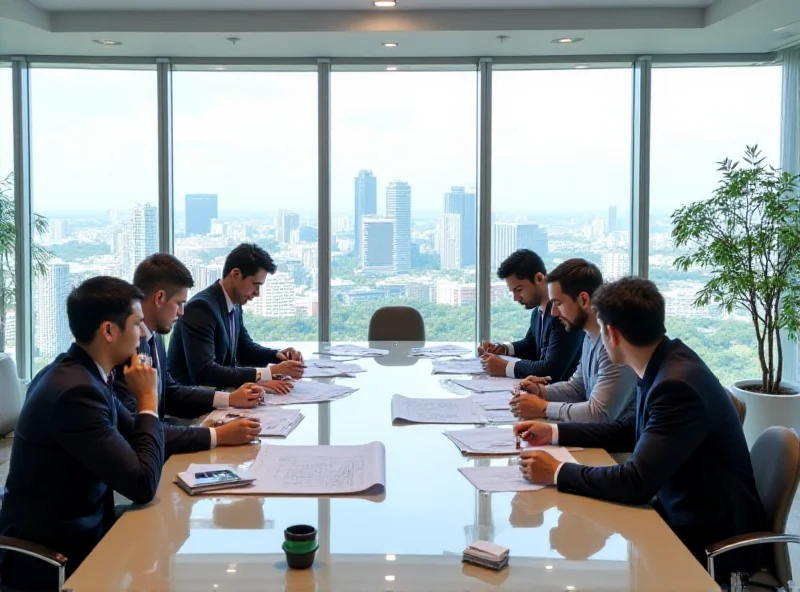 A modern office space with people collaborating on AI projects in Singapore