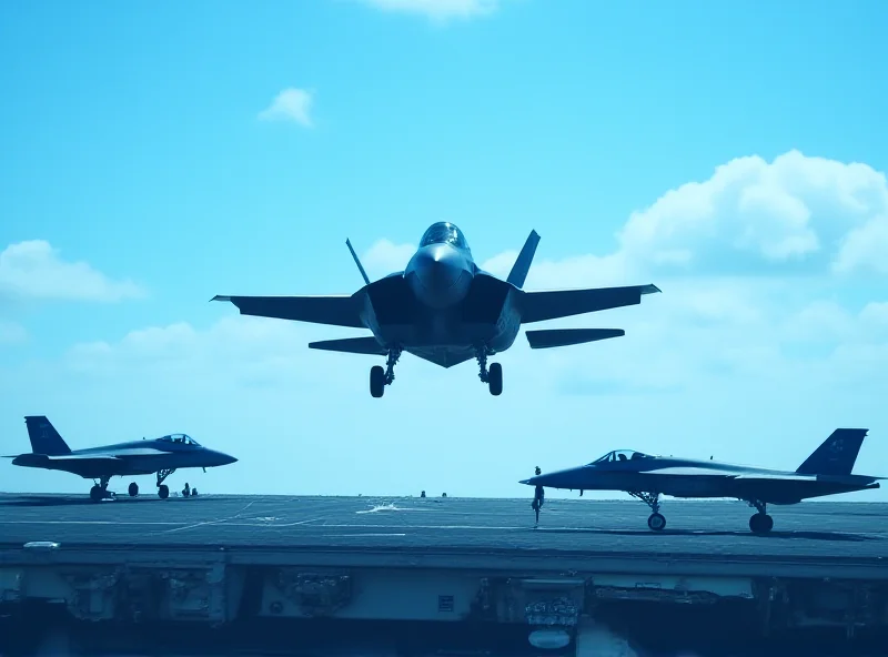 An F-35 stealth fighter jet taking off from an aircraft carrier.