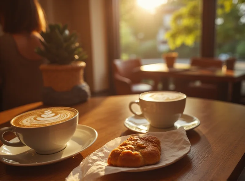 A person enjoying a cup of coffee and a pastry