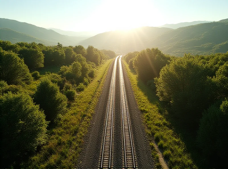 Aerial view of a modern railway line stretching into the distance.