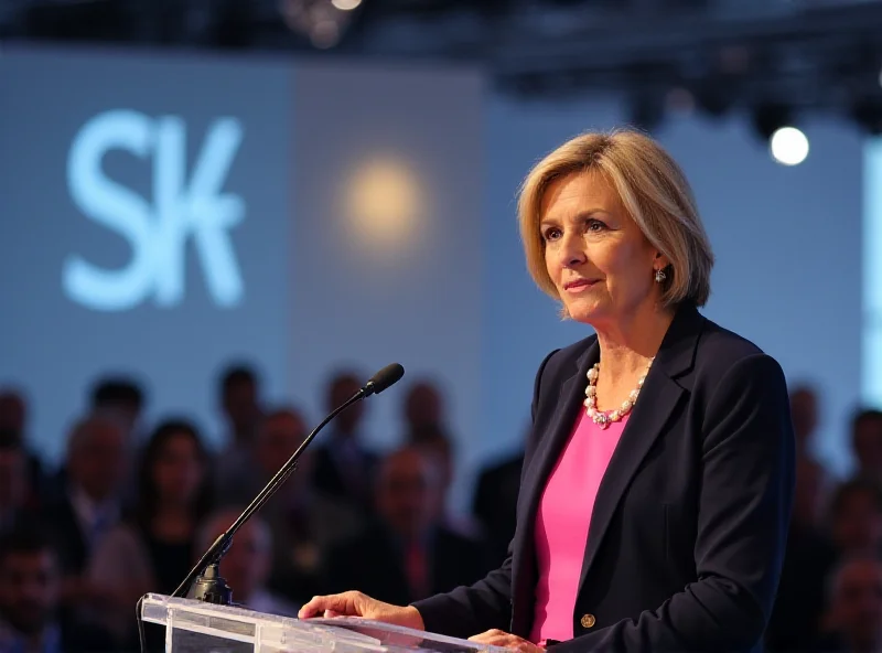 Emma Walmsley, CEO of GSK, speaking at a conference.