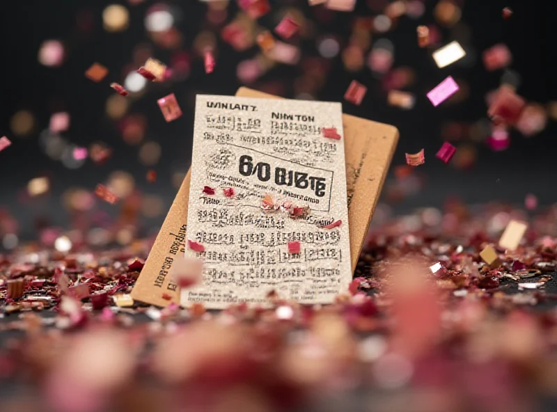 Image of a winning lottery ticket with confetti falling