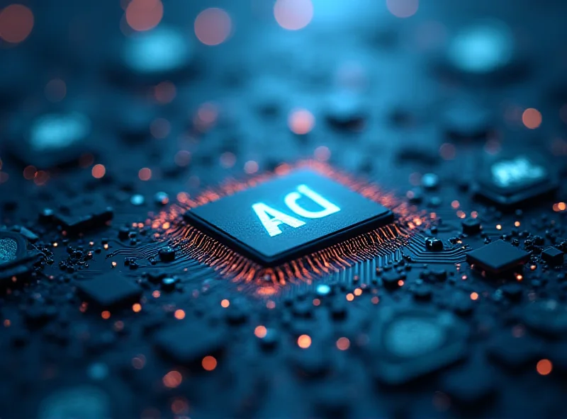 Illustration of AI chips with cloud computing background.