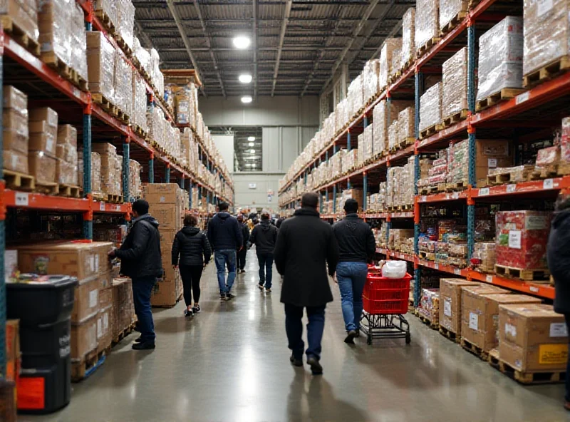 Image of a busy Costco store with shoppers.