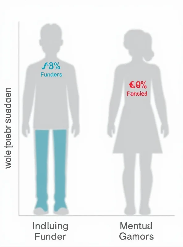 Statistical chart showing the disparity in venture capital funding between male and female founders in the gaming industry.