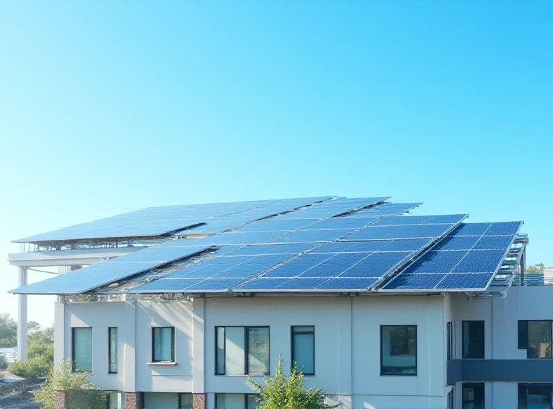 Solar panels on a commercial building roof