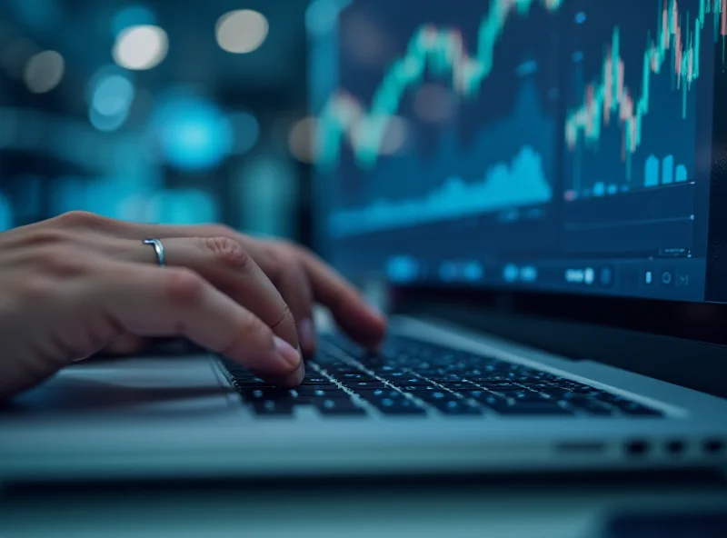 Close-up of hands typing on a laptop keyboard, representing financial analysis and reporting.