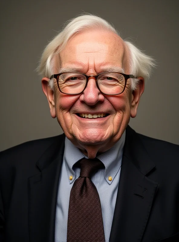 A portrait of Warren Buffett smiling confidently.