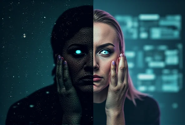 A split image showing one side with a person looking stressed and confused, representing intuition, and the other side with a person confidently analyzing data on a screen, representing data-driven strategies.