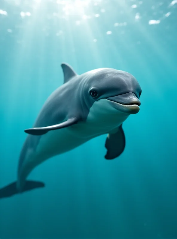 Close-up of a Pacific white-sided dolphin swimming in the ocean.