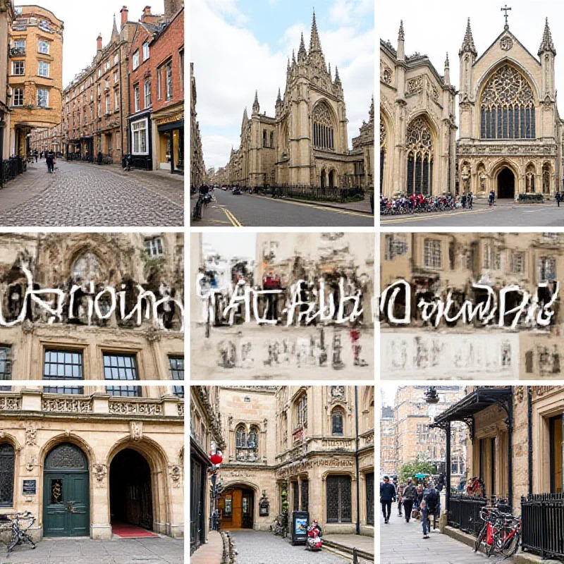 A montage of various architectural details and street scenes from Cambridge.