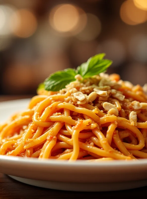 A steaming plate of Pad Thai noodles