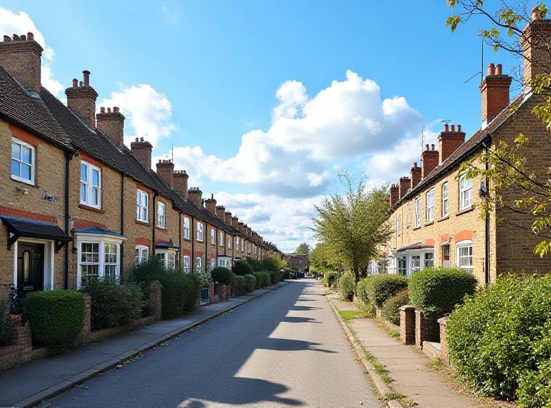 A street in Wisbech with terraced houses and a blue sky, representing the housing concerns in the town.