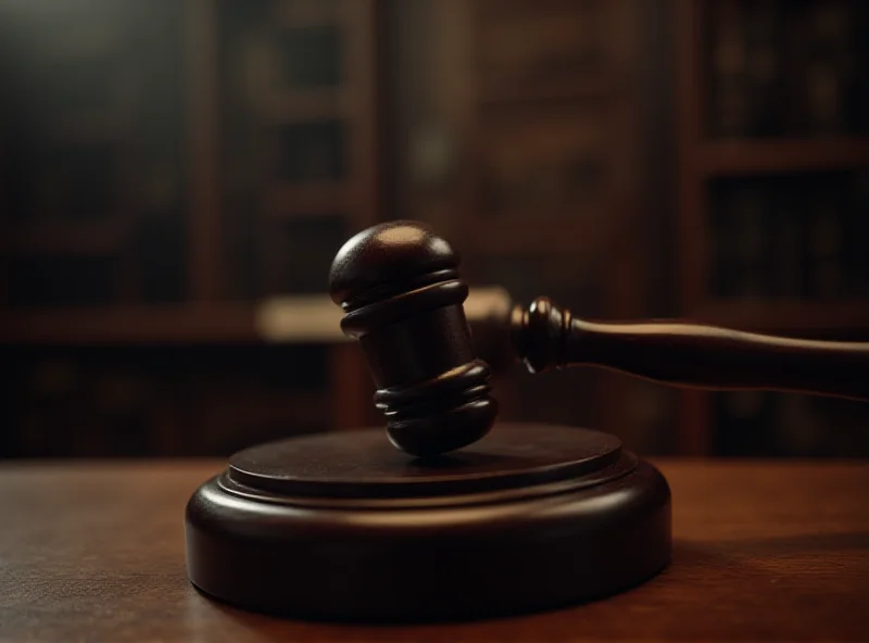 A gavel striking a sound block in a courtroom setting, symbolizing legal action and consent.