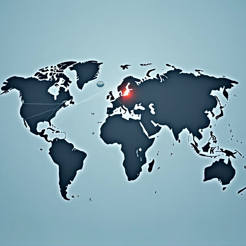 A graphic showing a stylized world map with lines connecting Canada, the UK, and the United States, with Elon Musk's face in the center.